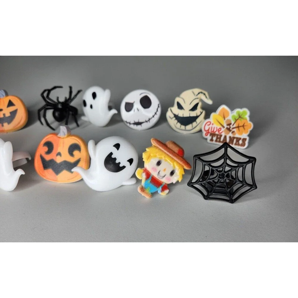Halloween & Thanksgiving Plastic Cake Cupcake Toppers Big Discontinued 13oz Lot